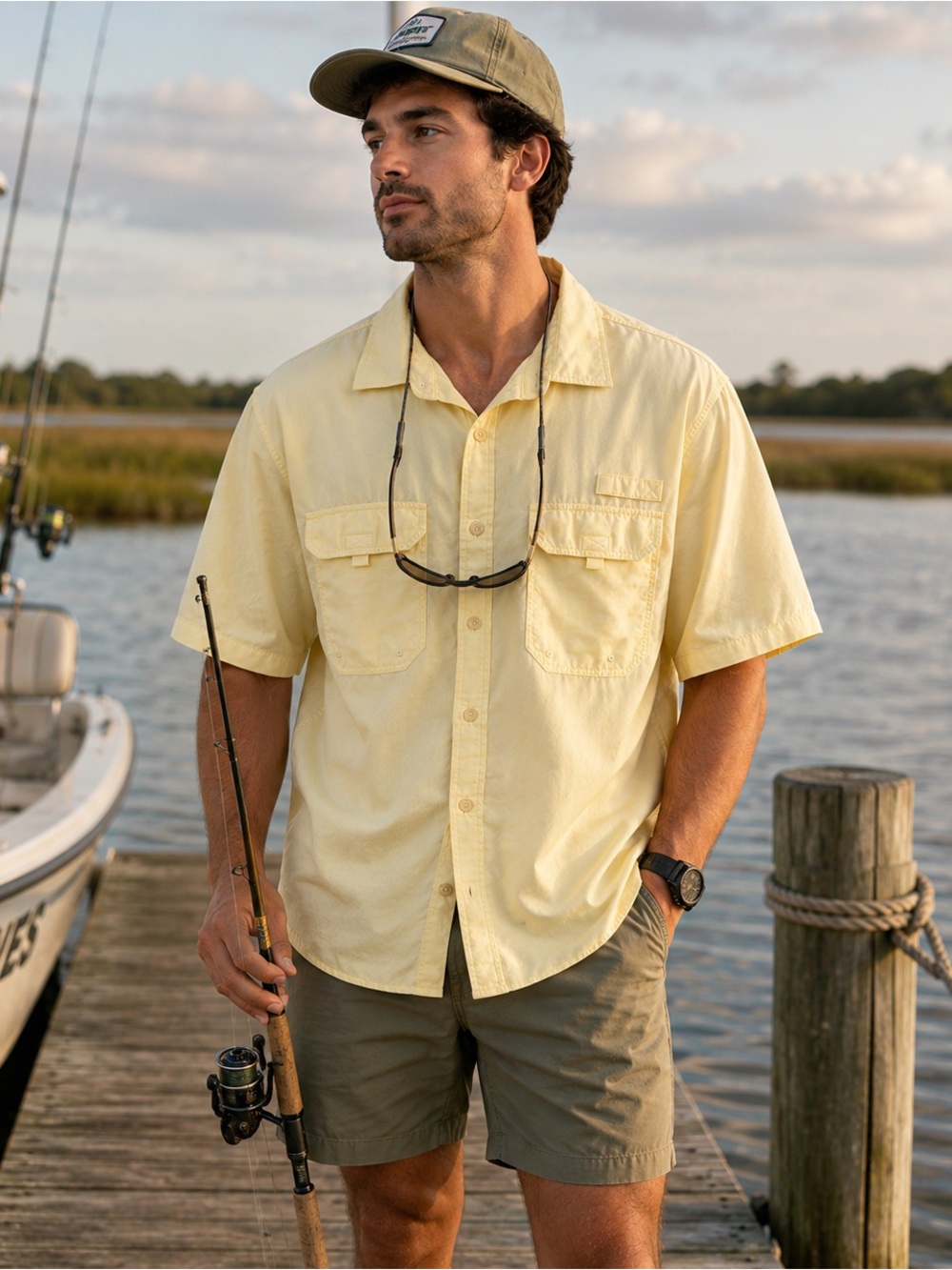 Clearwater Outfitters Angler Yellow Fishing Outdoor Shirt Large